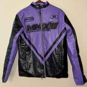 FAUX PURPLE LEATHER RACER MOTO JACKET